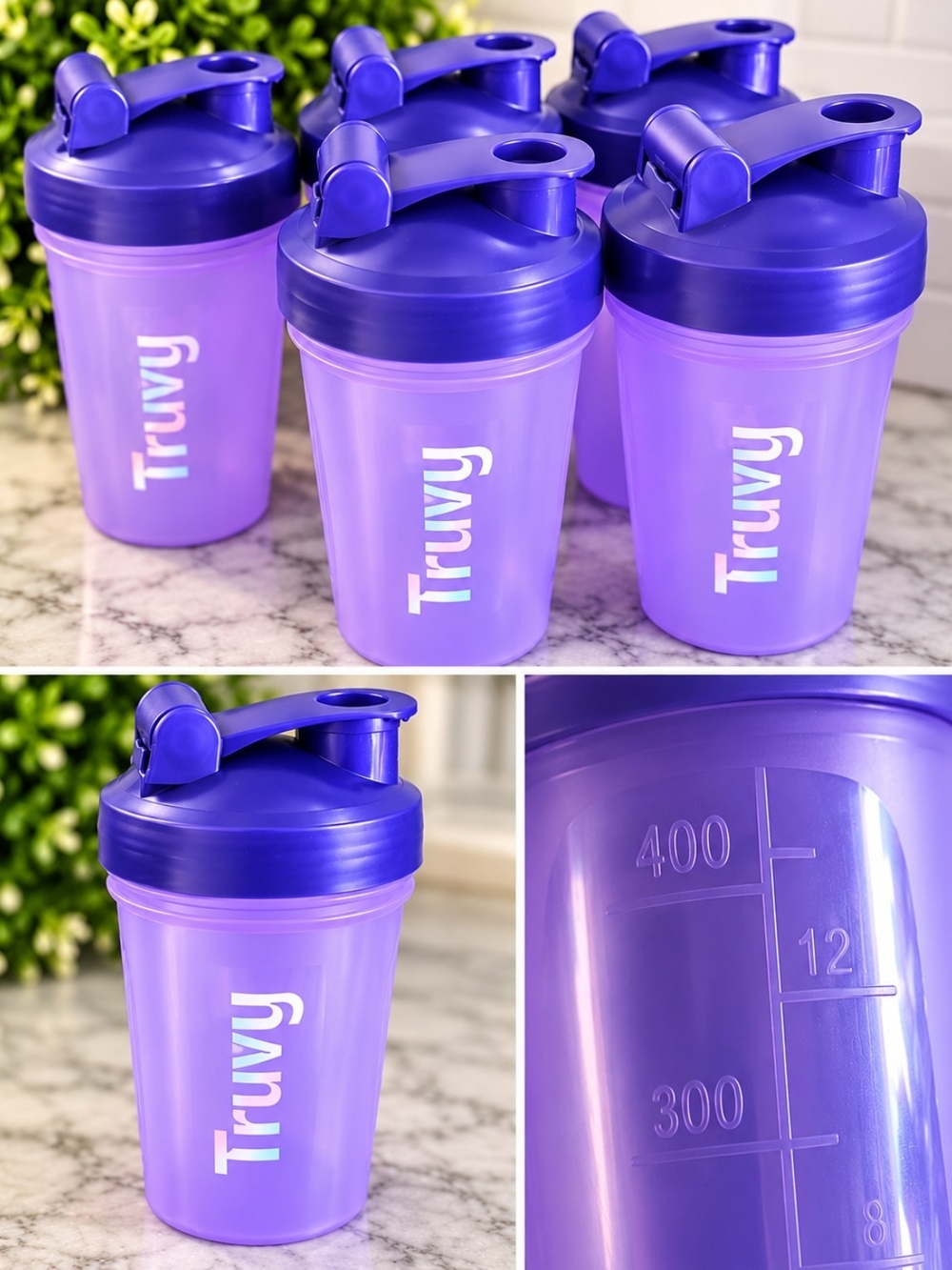Set of 5 Truvy shaker bottles in a beautiful purple color.